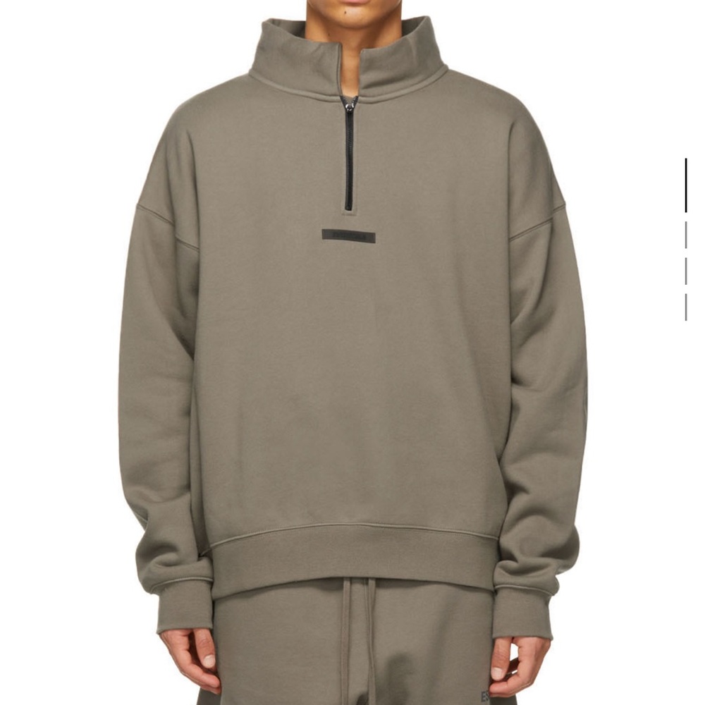 FEAR OF GOD ESSENTIALS Taupe Mock Neck Half-Zip Sweatshirt